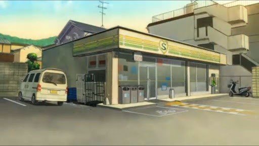 白川通りのコンビニ前